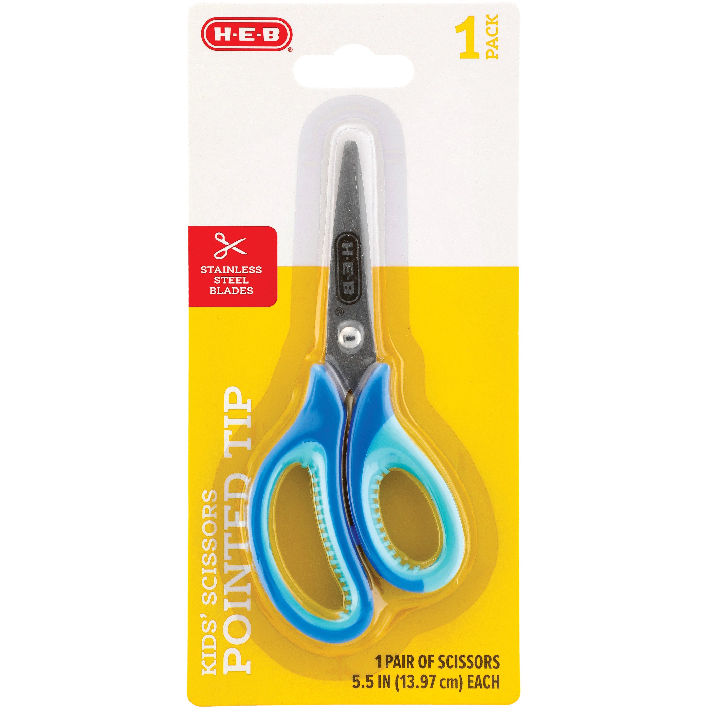 H-E-B Kids Pointed Tip Stainless Steel Scissors - Blue