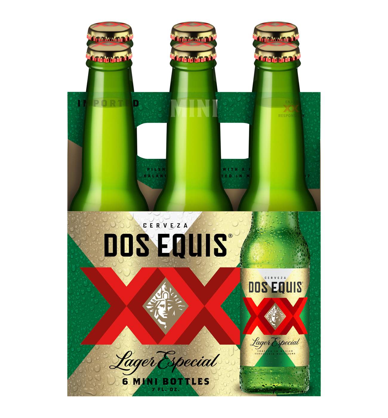 Dos Equis Lager Beer  6 pk Mini Bottles; image 1 of 2