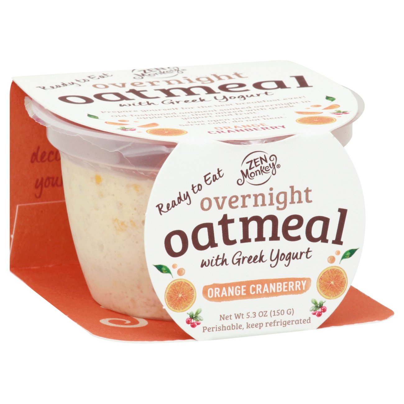 Zen Monkey Overnight Oatmeal Orange Cranberry Greek Yogurt Shop