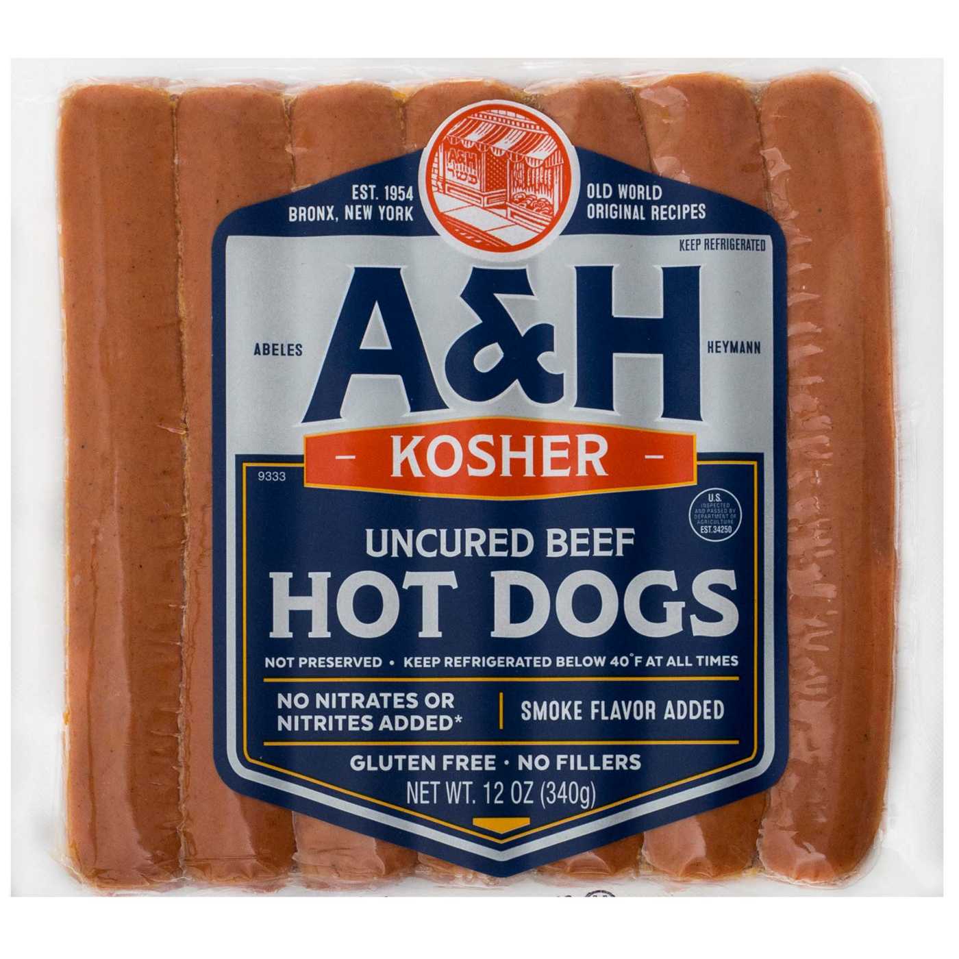 Abeles & Heymann Kosher Uncured Beef Hot Dogs