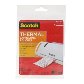 Scotch Thermal Laminating Pouches, 3 x 5 in, 20 ct