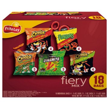 Frito Lay Fiery Mix Chips Multipack Bags, 18 ct