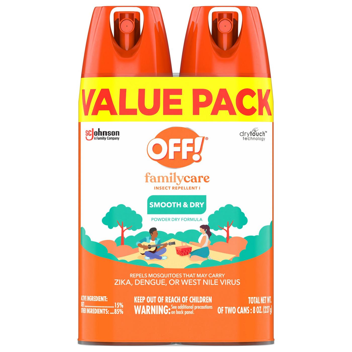 OFF! FamilyCare Mosquito Repellent Smooth & Dry Non-Greasy Spray, 2 pk; image 1 of 10