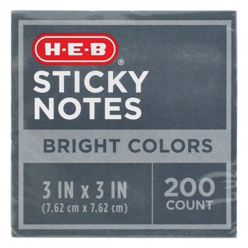 H-E-B Sticky Notes - Bright Colors, 200 ct, 3" x 3"