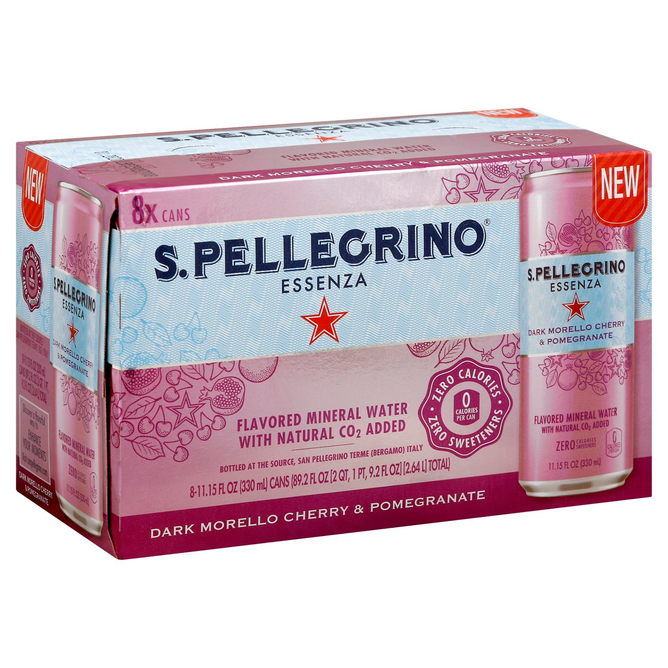 San Pellegrino Essenza Dark Cherry & Pomegranate Flavored Mineral Water 11.2 oz Cans Shop
