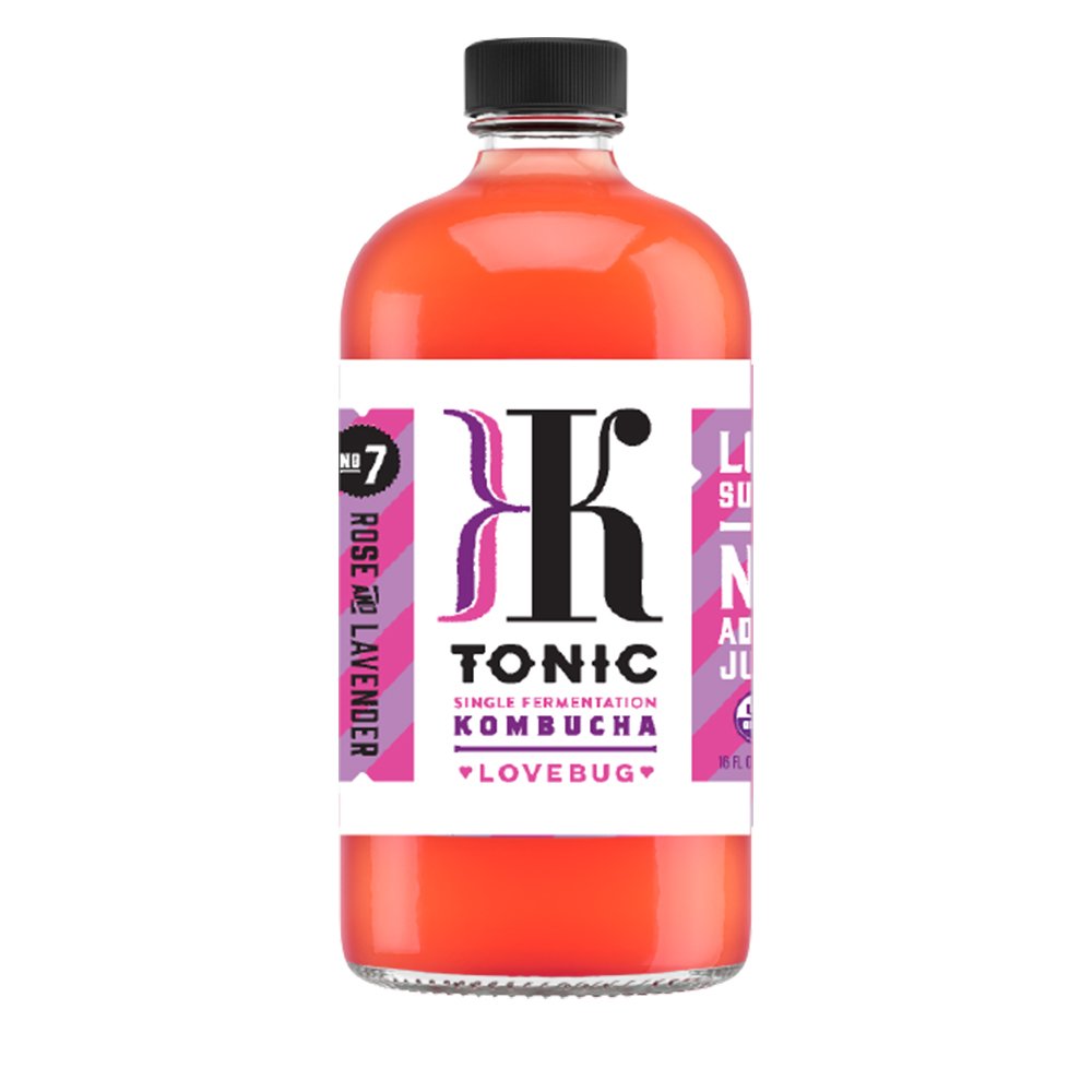 K Tonic Rose & Lavender Love Bug Kombucha, 16 oz