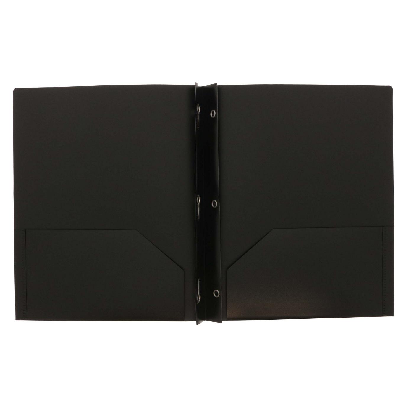 H-E-B Pocket Poly Folder with Prongs - Black; image 2 of 2