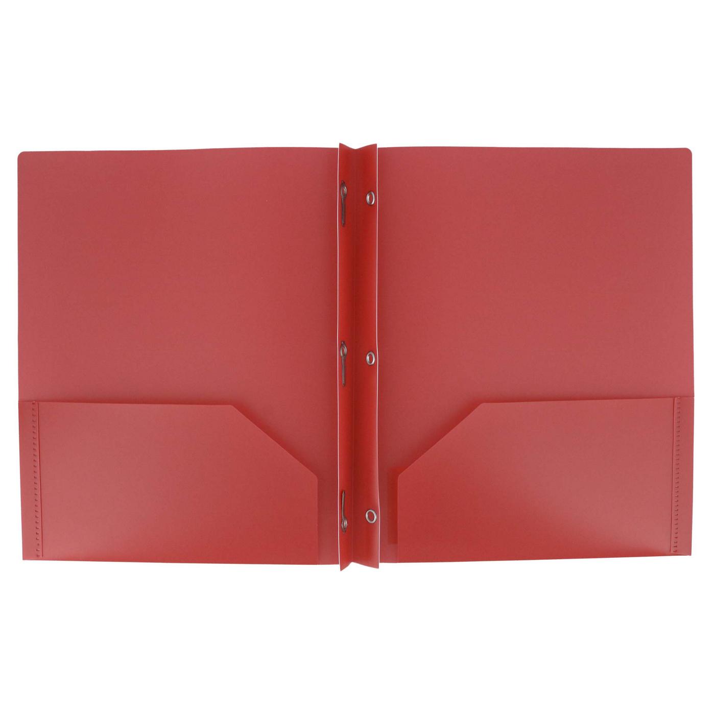 H-E-B Pocket Poly Folder with Prongs - Red; image 2 of 2