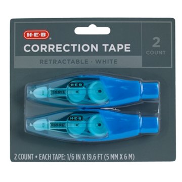 H-E-B Retractable Correction Tape, 2 pk