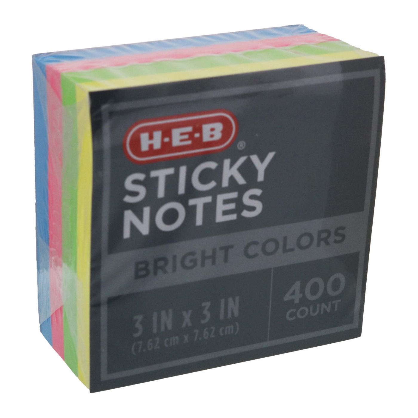 H-E-B Bright Colors Sticky Notes, 3"x3"; image 2 of 2