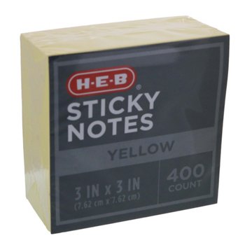 H-E-B Sticky Notes - Yellow, 400 ct, 3" x 3"