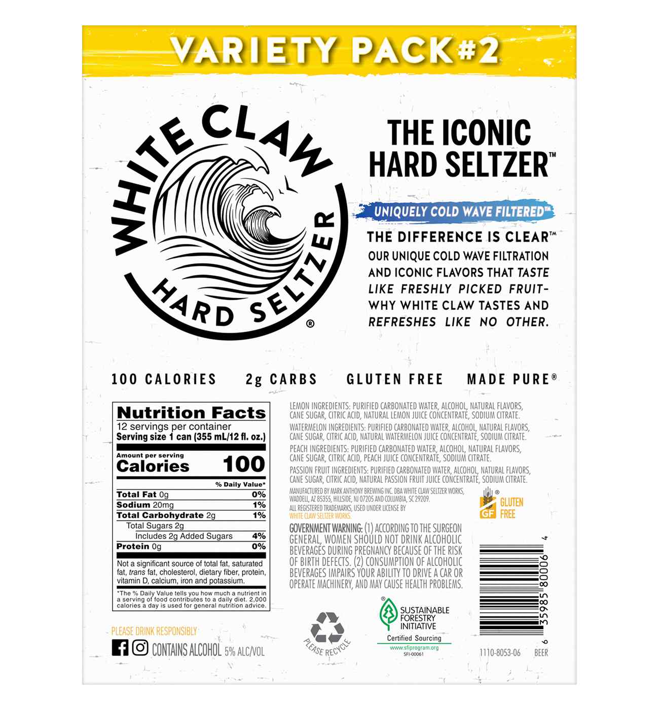 White Claw Hard Seltzer Hard Seltzer Variety Pack 12 pk Cans - Flavor Collection No. 2; image 3 of 4