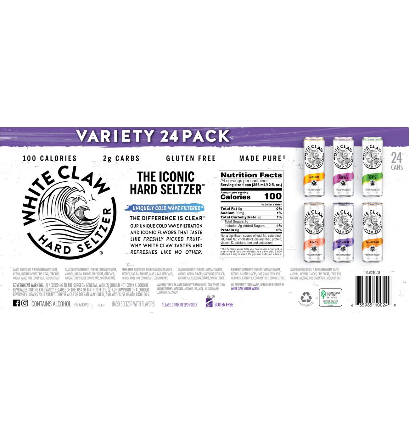 White Claw Hard Seltzer Variety 24 pk Cans; image 4 of 4