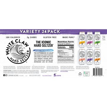 White Claw Hard Seltzer Variety 24 pk Cans, 12 oz