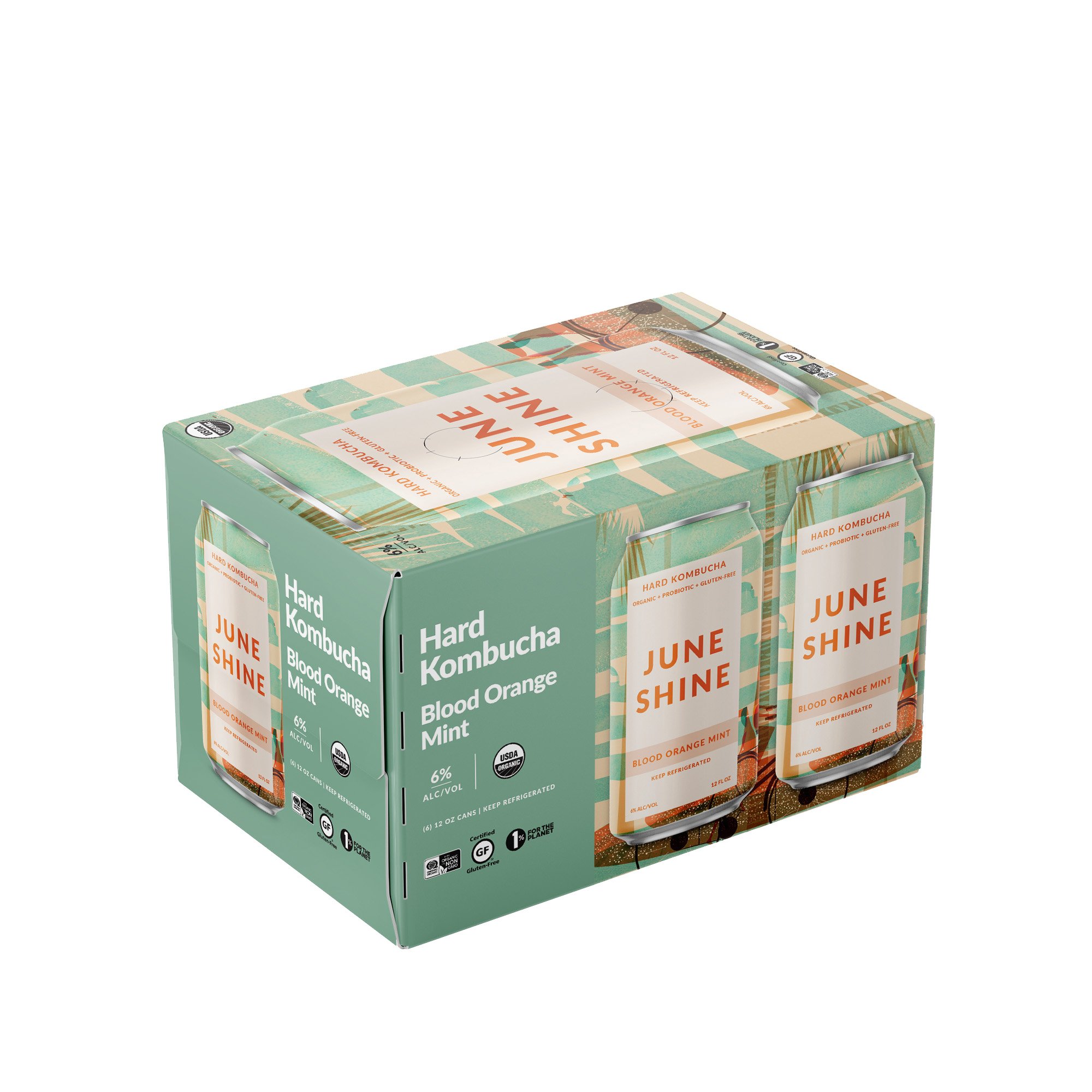 Juneshine Blood Orange Mint Hard Kombucha 12 oz Cans Shop Malt