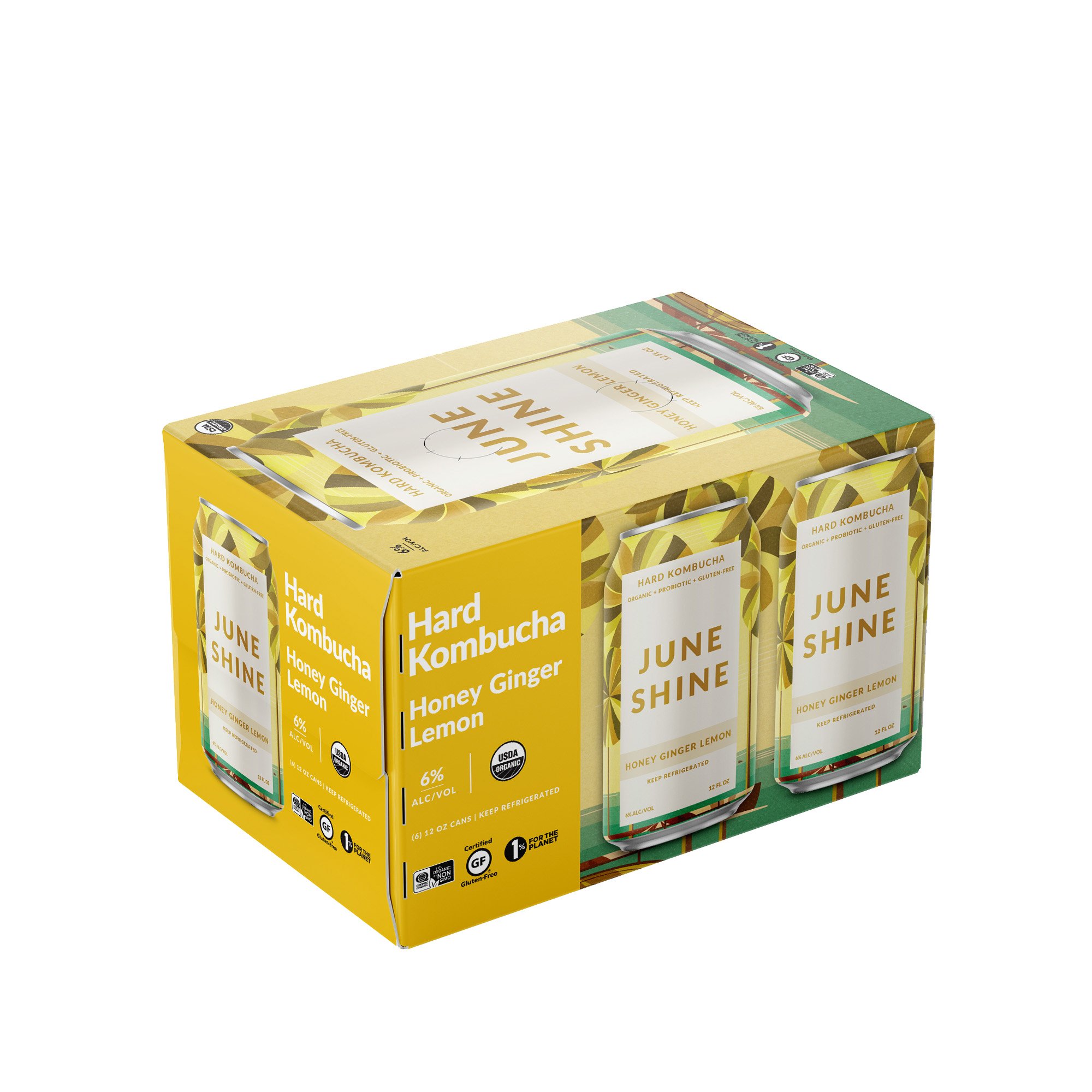 Juneshine Honey Ginger Lemon Hard Kombucha 12 oz Cans Shop Beer