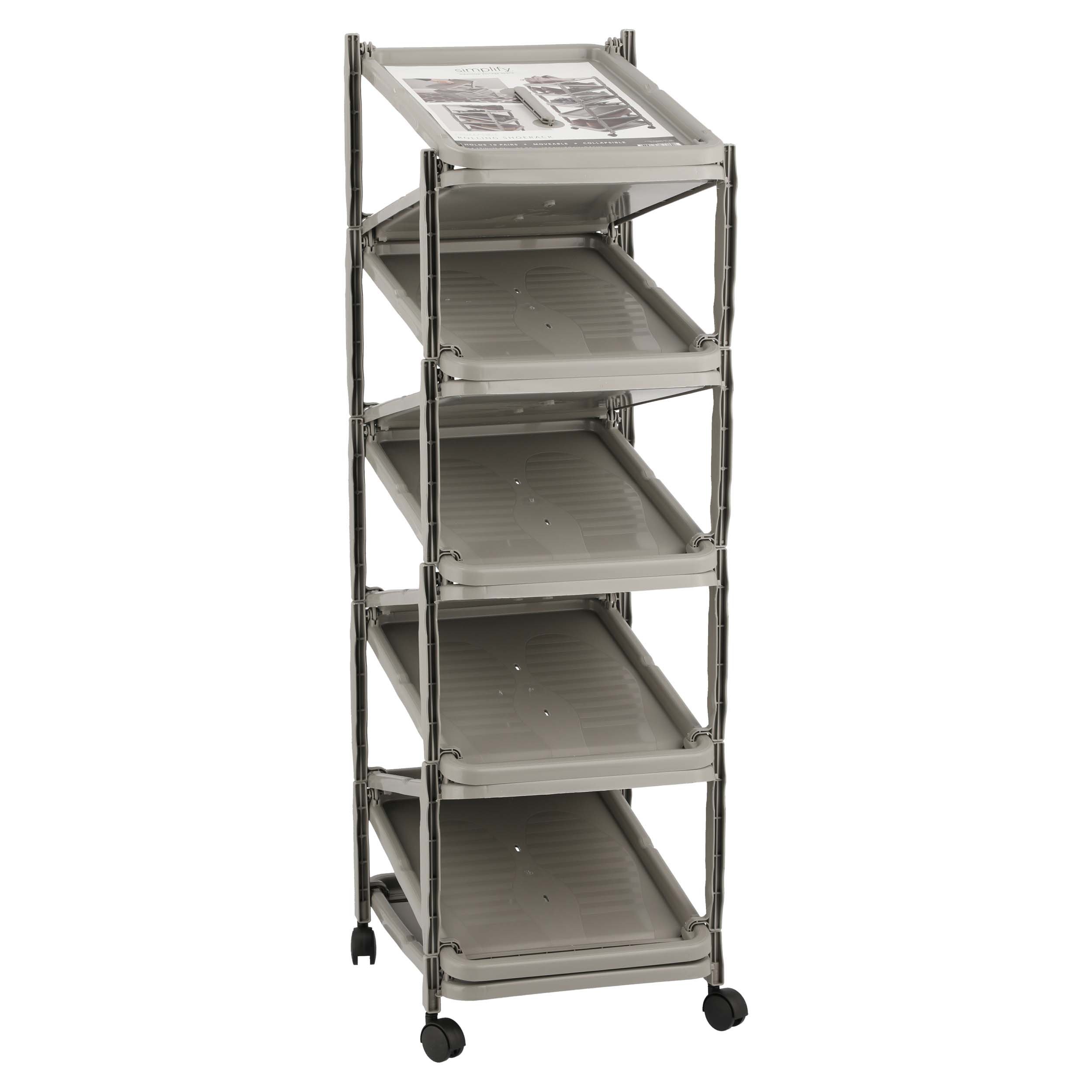 Simplify Collapsible Rolling Shoe Rack Shop Closet &