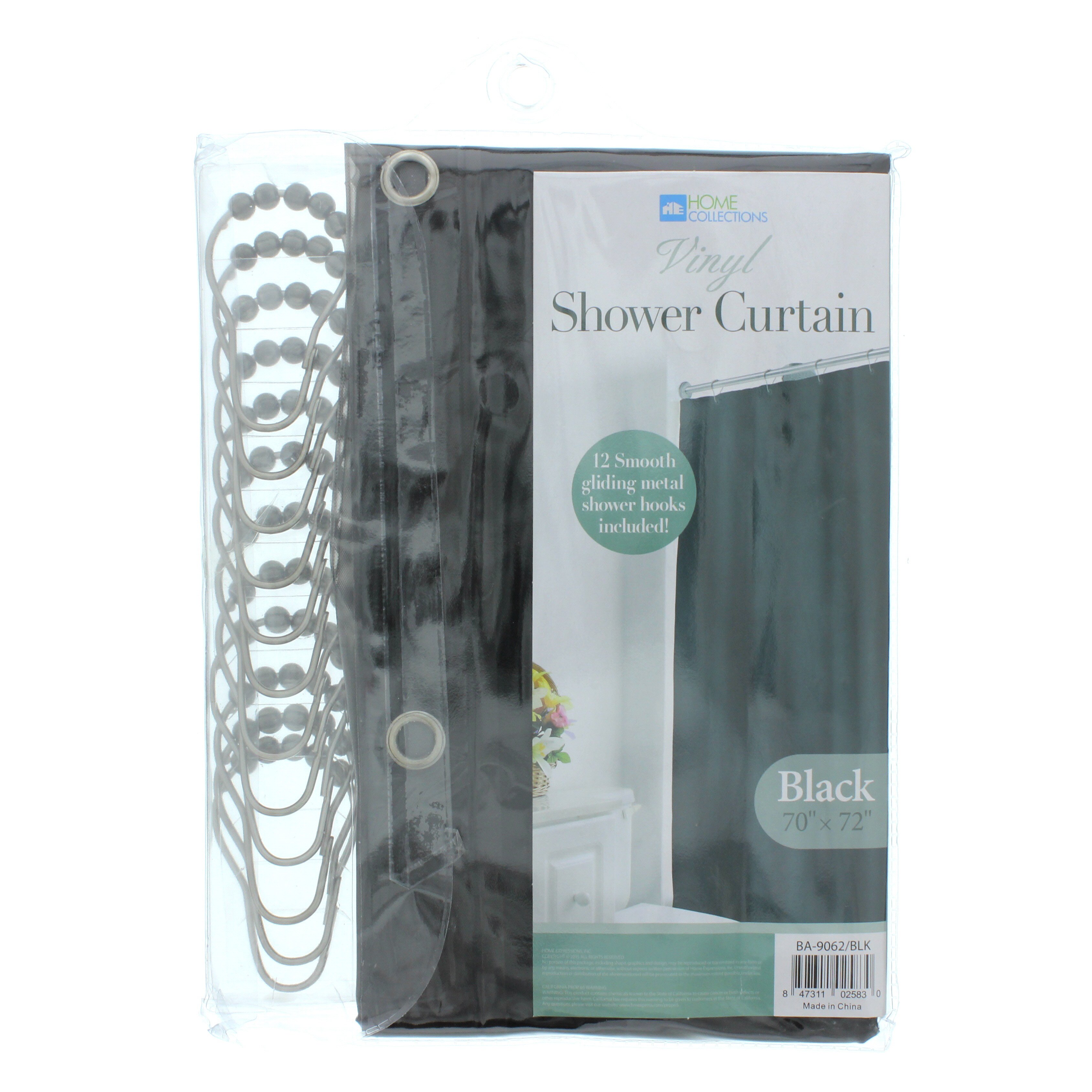 Home Collections Black Tint Shower Curtain with Hooks Shop Closet