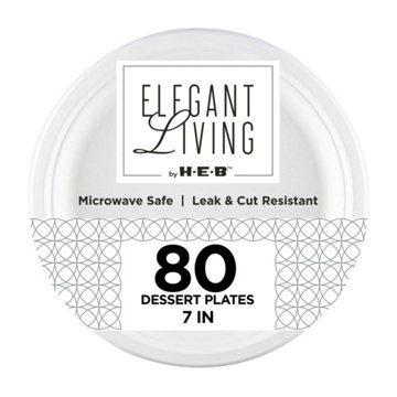 Elegant Living by H-E-B 7" Round Paper Plates, 80 ct