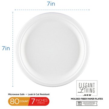 Elegant Living by H-E-B 7" Round Paper Plates, 80 ct