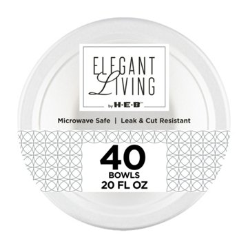 Elegant Living by H-E-B 20 oz Disposable Paper Bowls, 40 ct