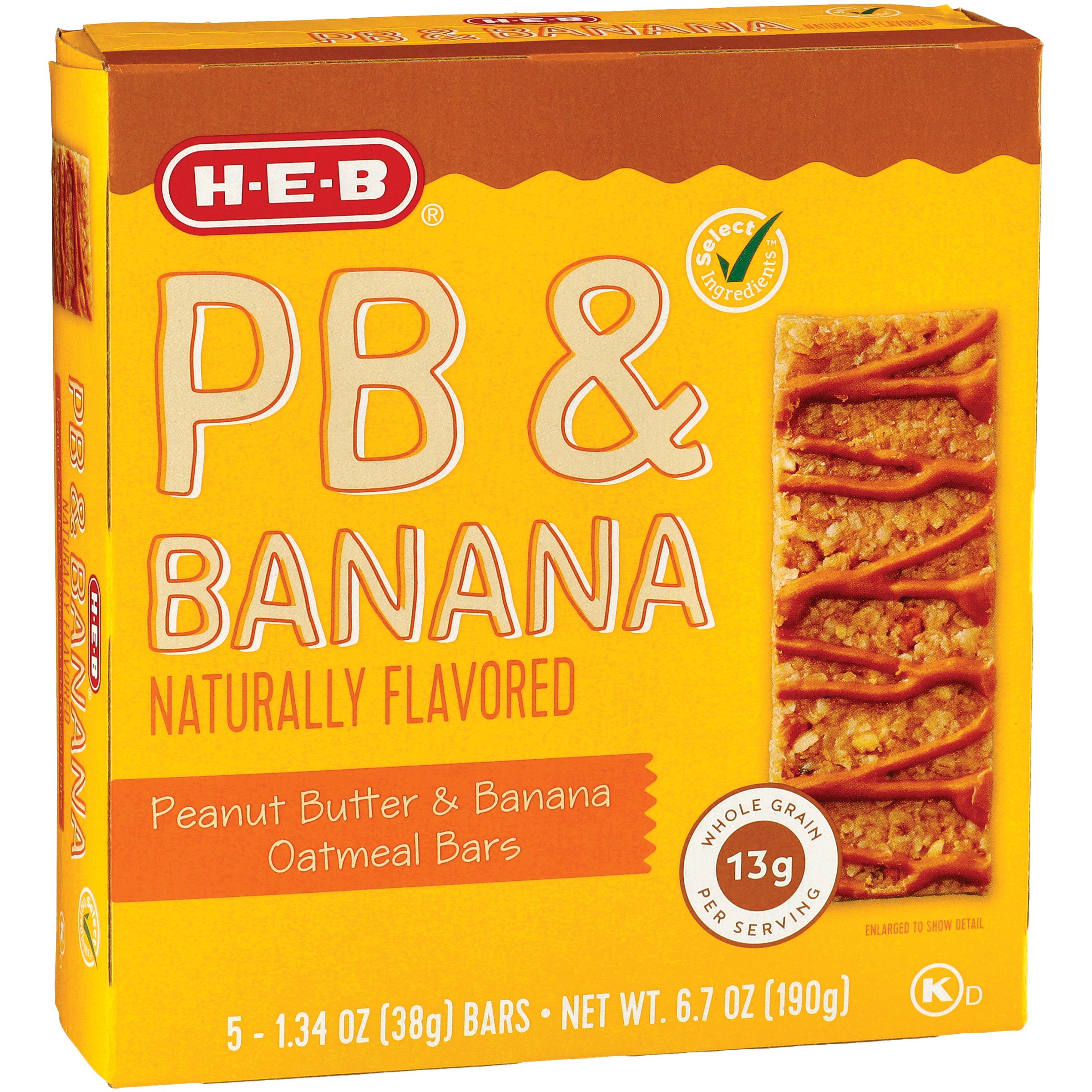 H-E-B Select Ingredients Peanut Butter & Banana Oatmeal Bars - Shop ...