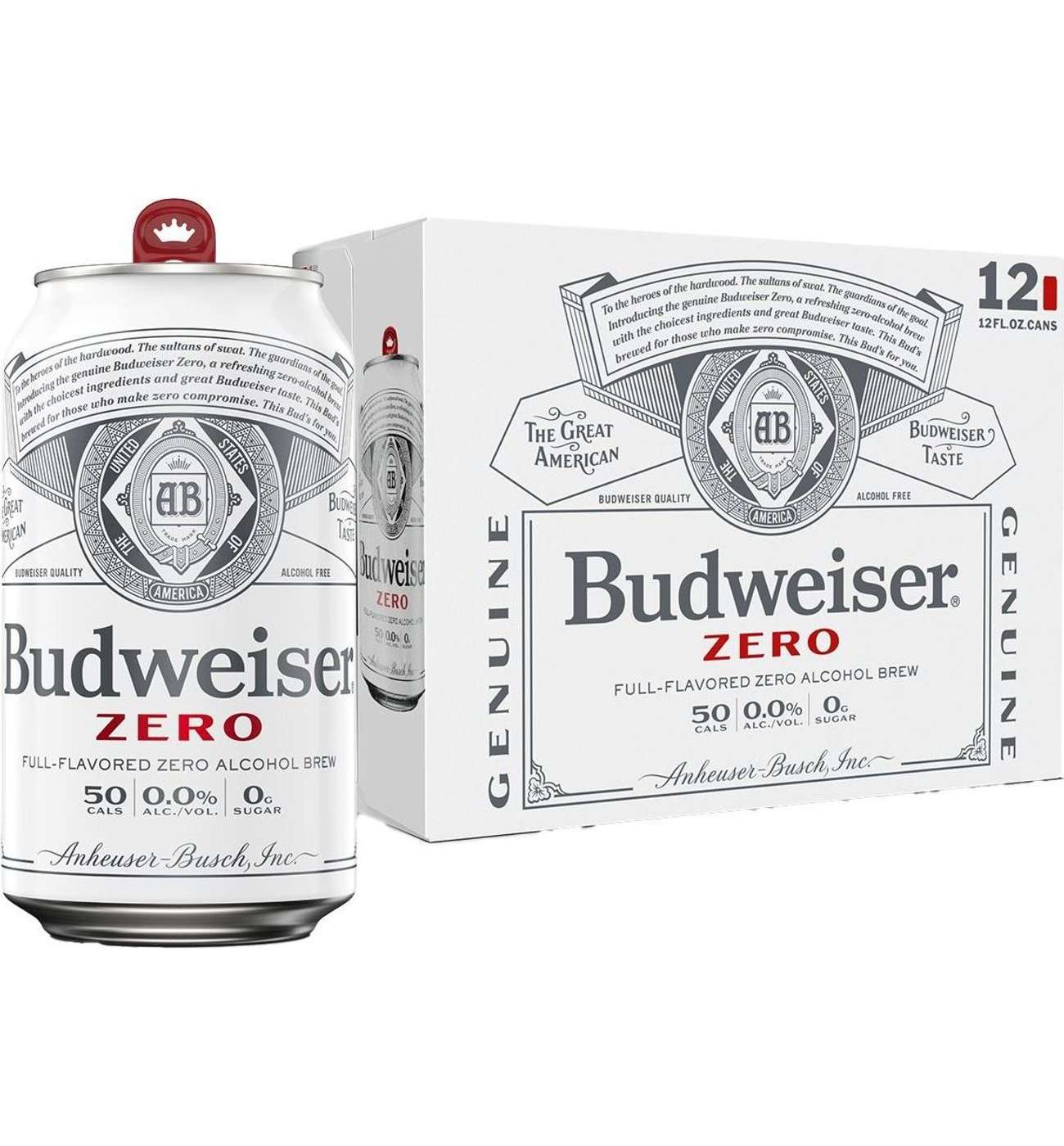 Budweiser Zero Non-Alcoholic Beer, Alcohol Free Lager, 12 pack Cans; image 1 of 4