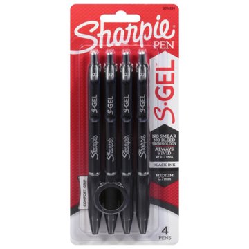 Sharpie S-Gel 0.7mm Gel Pens - Black Ink, 4 pk