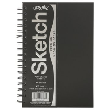 UCreate Premium Drawing Paper Spiral Sketch Pad, 9" x 6"