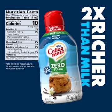Nestle Coffee Mate Zero Sugar Coffee Creamer - French Vanilla , 64 oz