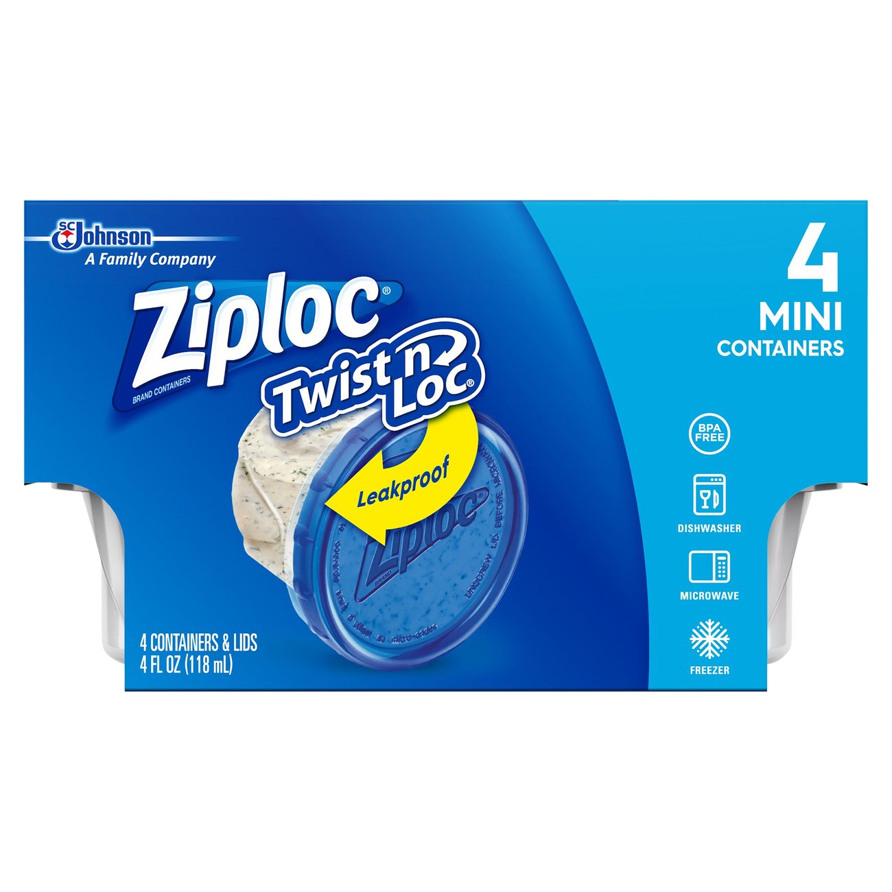 Ziploc® 18036 Twist 'N Loc® Small Round Containers & Lids, 16 Oz
