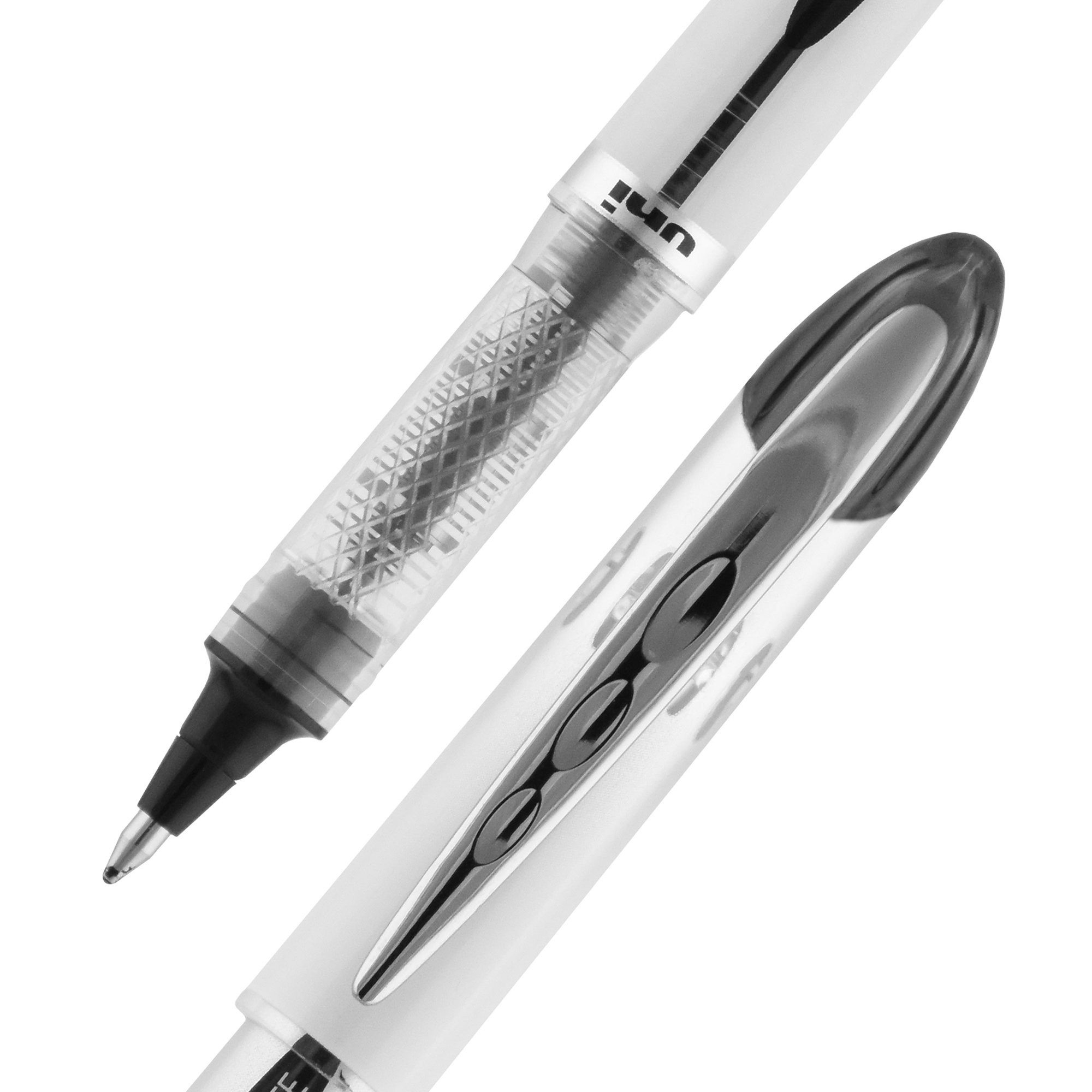 Lot De 3 Stylos Roller Uni-Ball Vision Elite - Encre Liquide Noire 0.8mm - Rechargeables