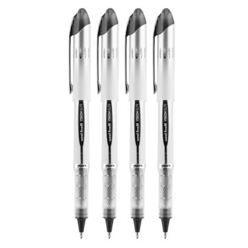 uniball Vision Elite 0.8mm Rollerball Pens - Black Ink, 4 pk
