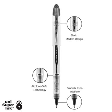 uniball Vision Elite 0.8mm Rollerball Pens - Black Ink, 4 pk