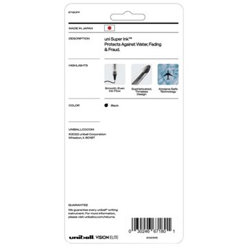 uniball Vision Elite 0.8mm Rollerball Pens - Black Ink, 4 pk