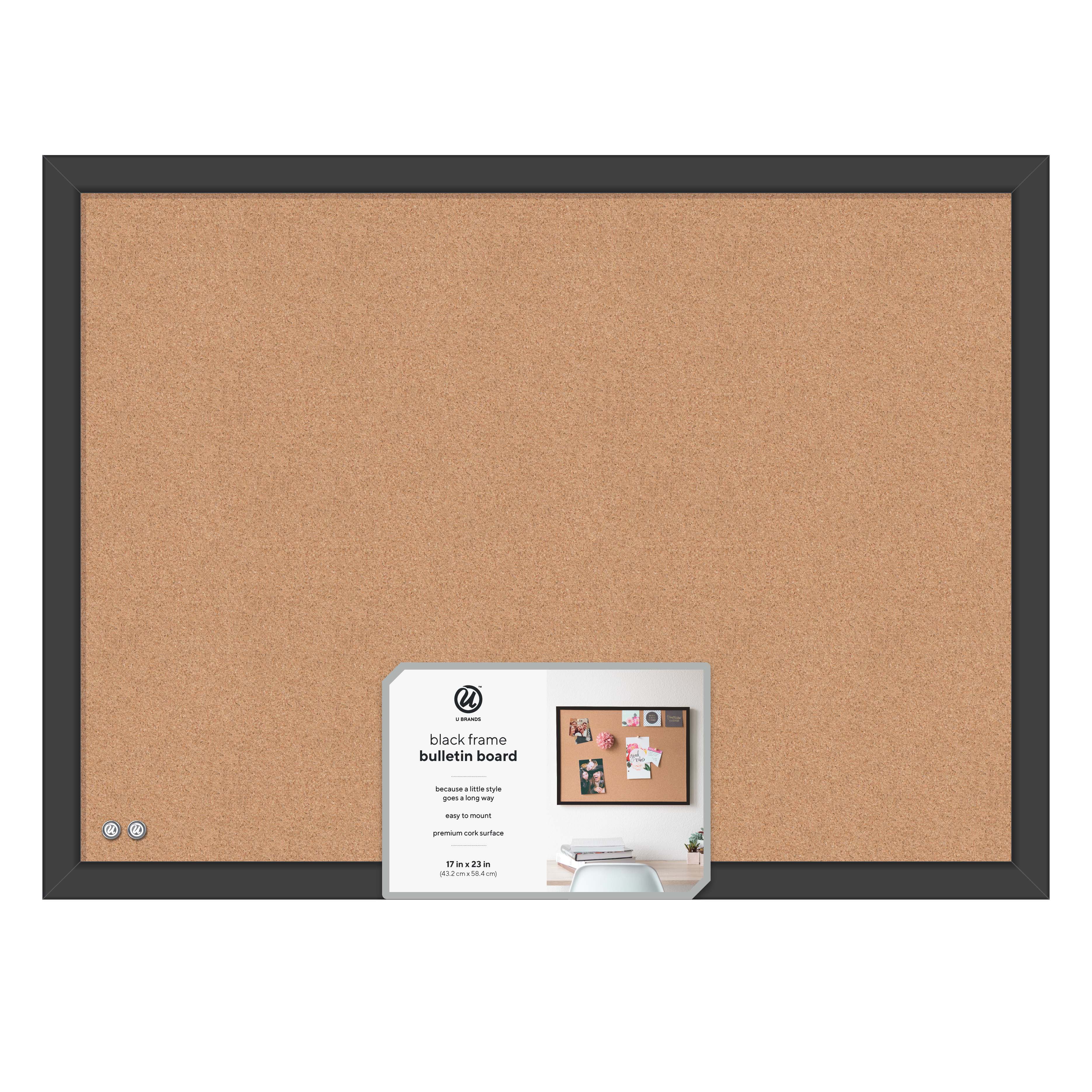 U Brands Cork Bulletin Board with Black MDF Frame Shop Bulletin & dry