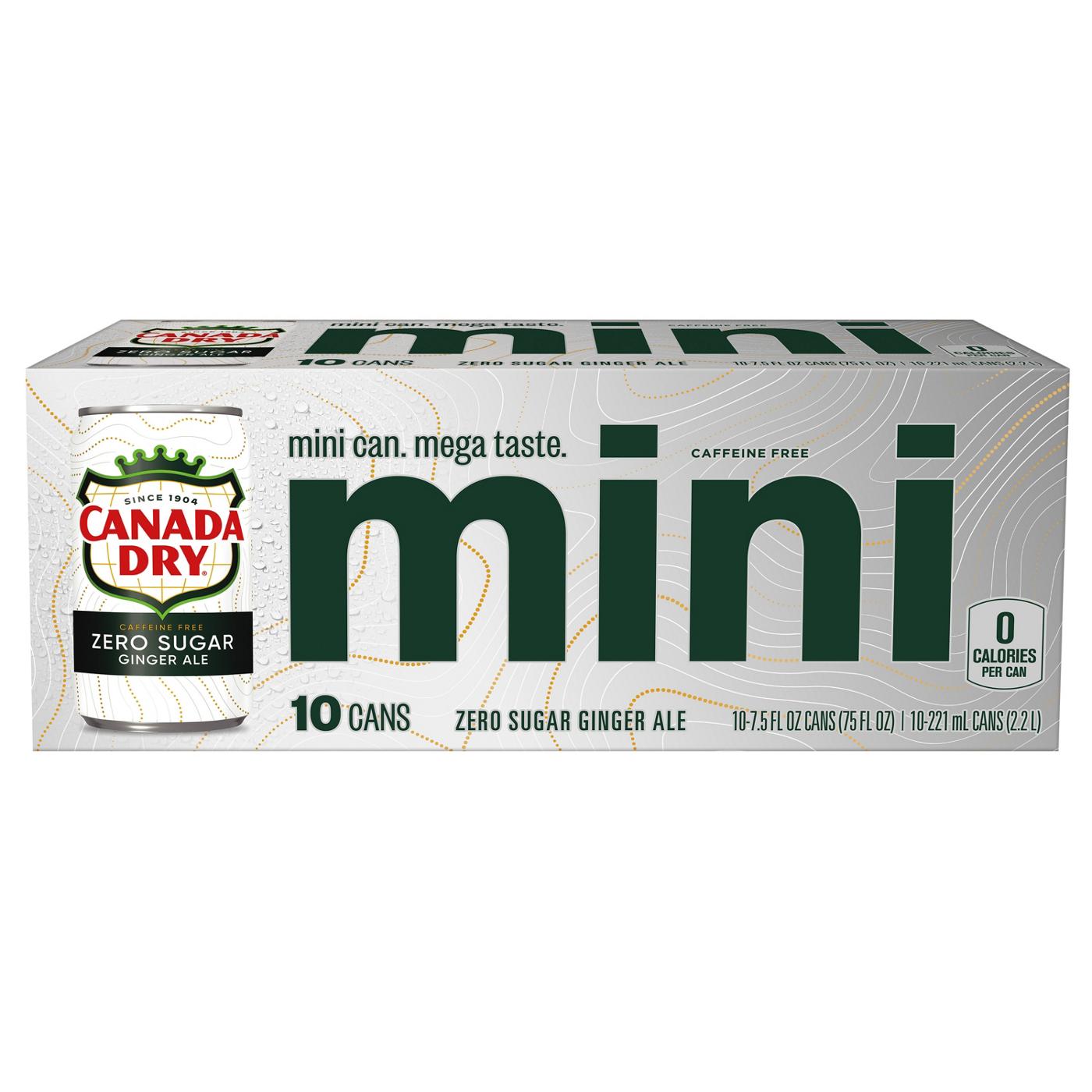 Canada Dry Zero Sugar Ginger Ale Soda 10 pk Mini Cans; image 6 of 6