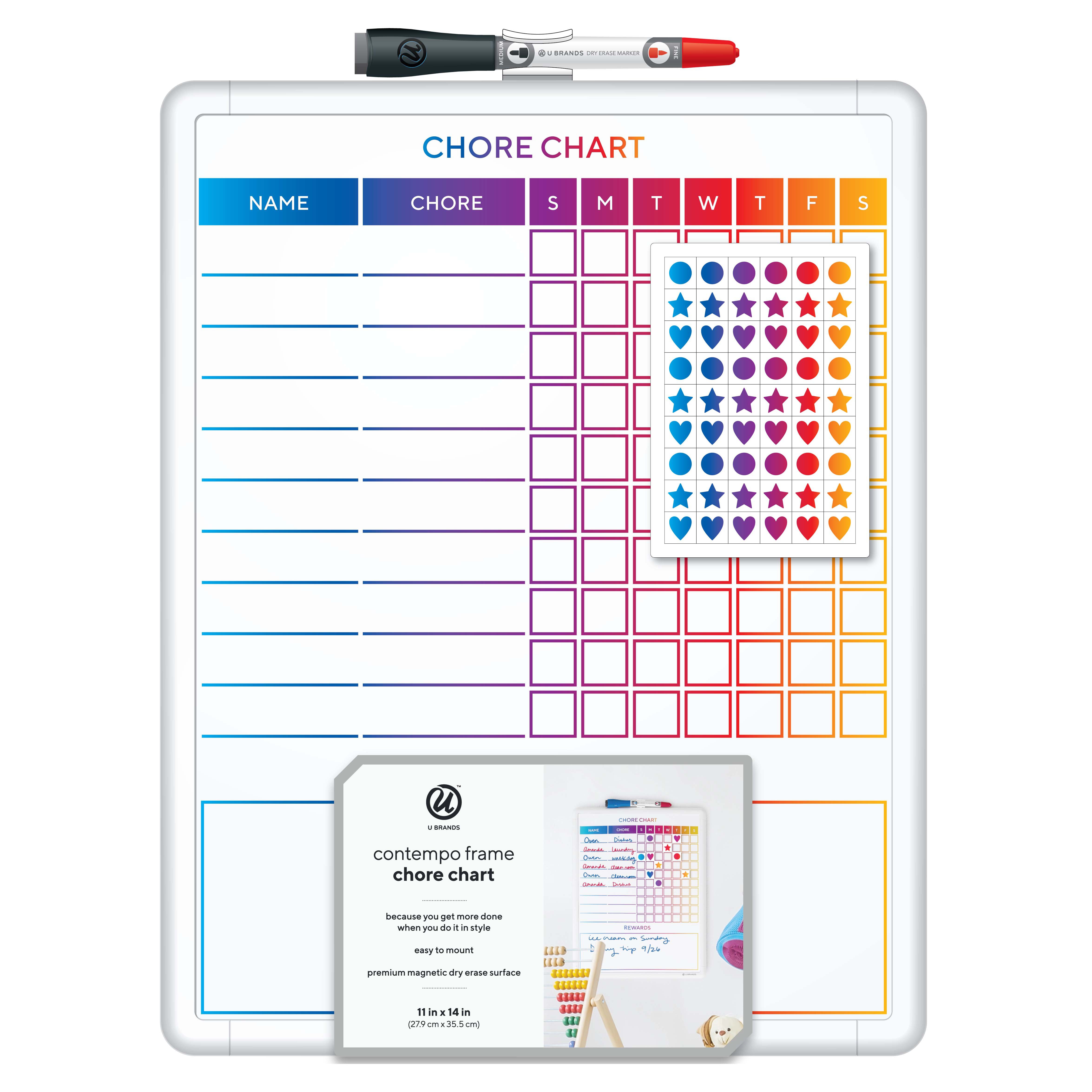U Brands White Contempo Frame Magnetic Dry Erase Chore Chart Shop 