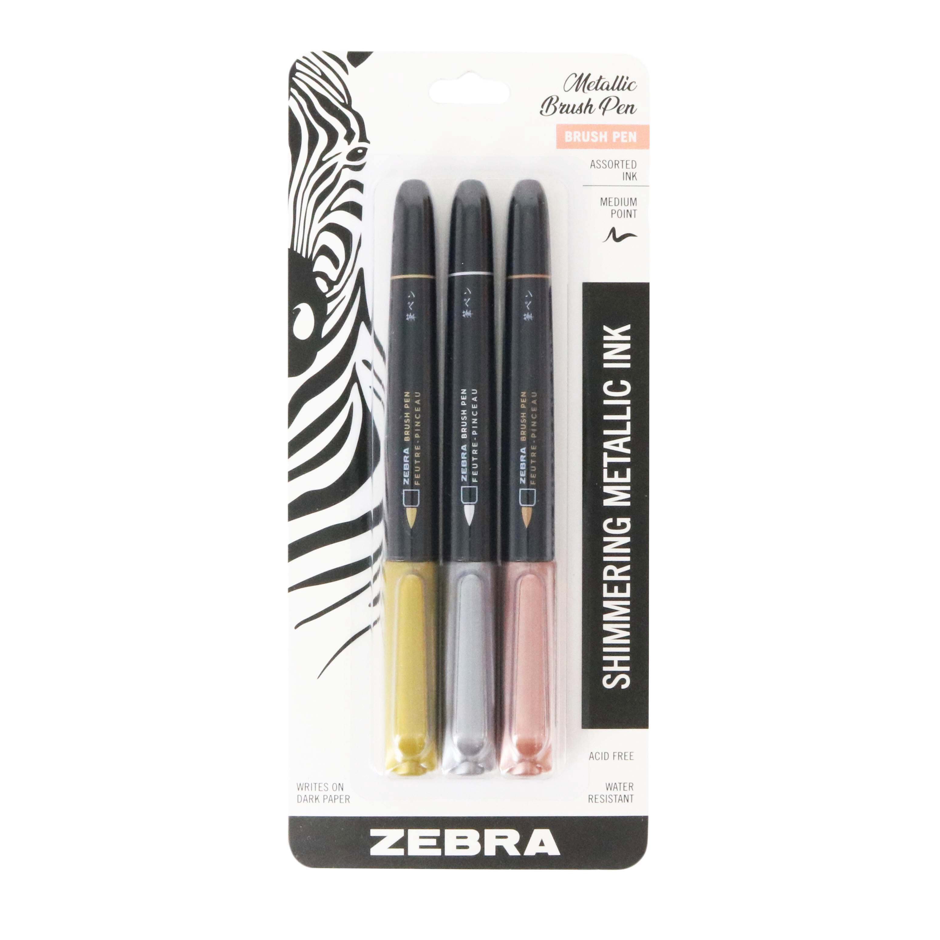 Zebra Shimmering Metallic Brush Pens Shop Pens at HEB