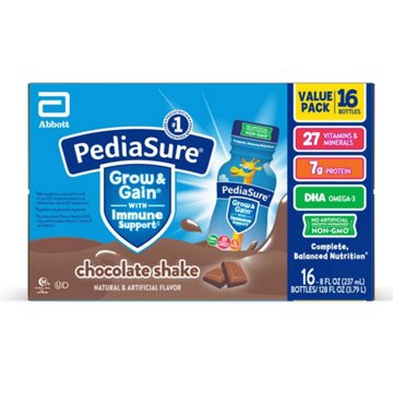 PediaSure Grow & Gain with Immune Support, Kids Protein Shake, 7g Protein, Chocolate 8-fl-oz Bottle