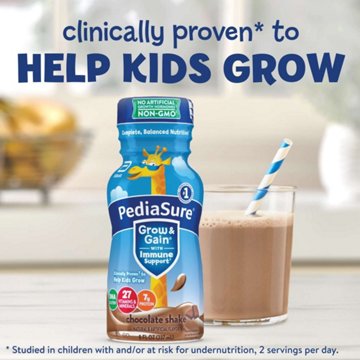 PediaSure Grow & Gain with Immune Support, Kids Protein Shake, 7g Protein, Chocolate 8-fl-oz Bottle