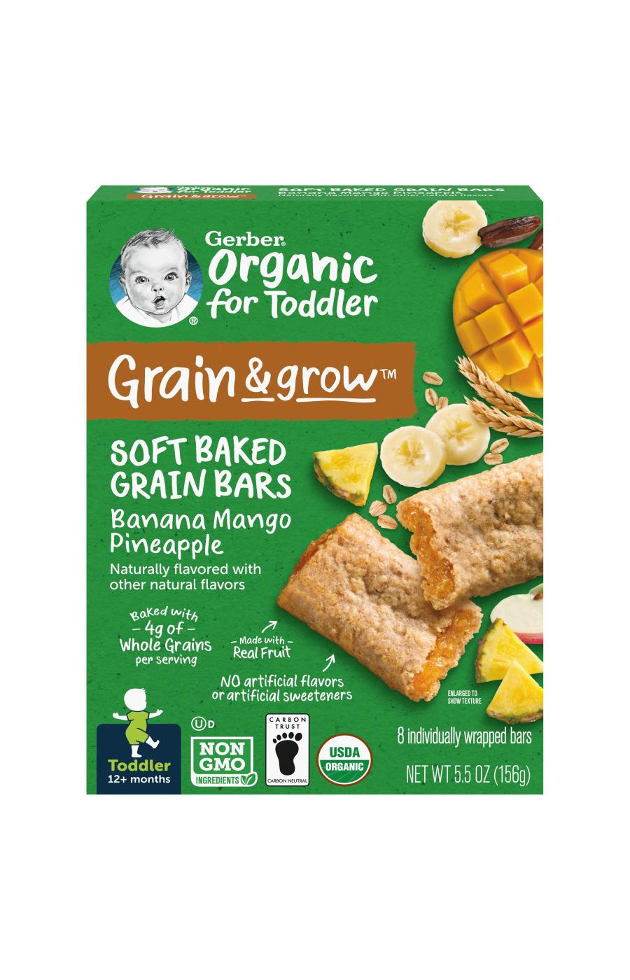 Gerber Organic for Toddler Grain & Grow Soft Baked Bars Banana Mango