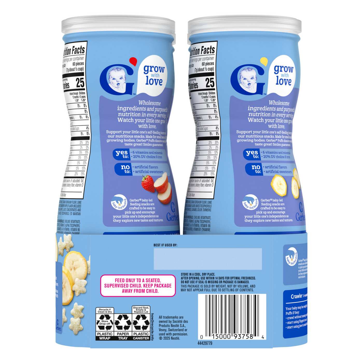 Gerber Snacks for Baby Grain & Grow Puffs Variety Pack - Banana & Strawberry Apple; image 3 of 8