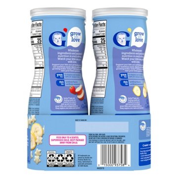 Gerber Snacks for Baby Grain & Grow Puffs Variety Pack - Banana & Strawberry Apple, 4 pk