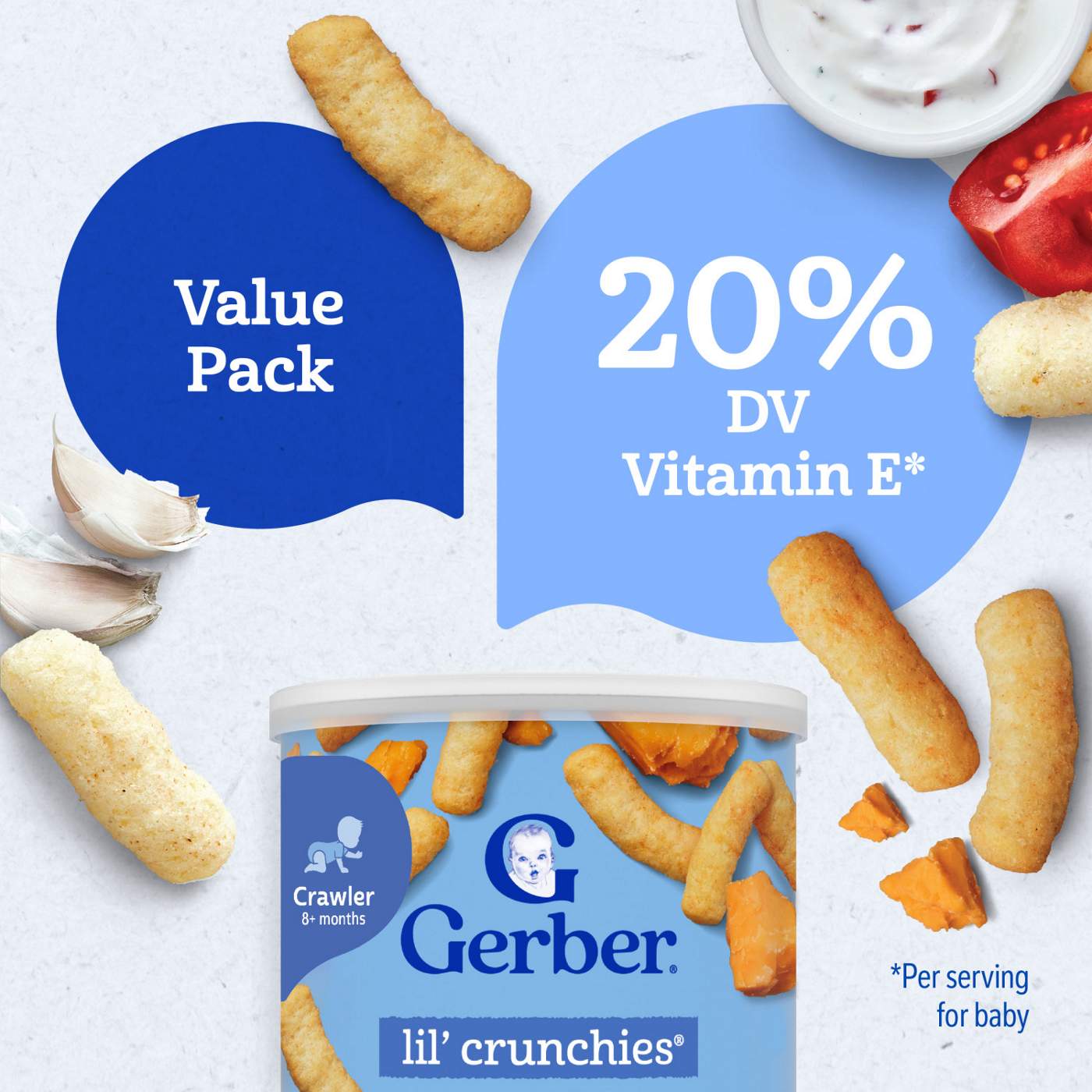 Gerber Snacks for Baby Lil' Crunchies Variety Pack - Mild Cheddar & Veggie Dip; image 4 of 8