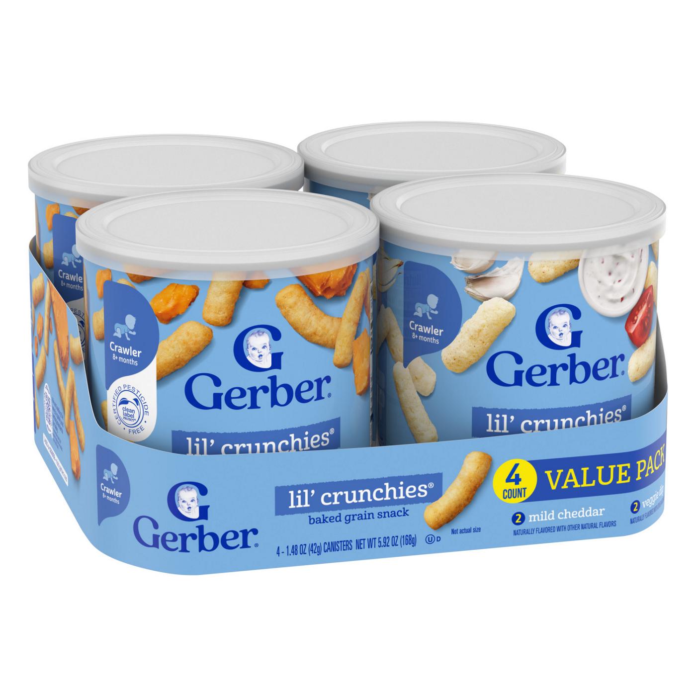 Gerber Snacks for Baby Lil' Crunchies Variety Pack - Mild Cheddar & Veggie Dip; image 7 of 8