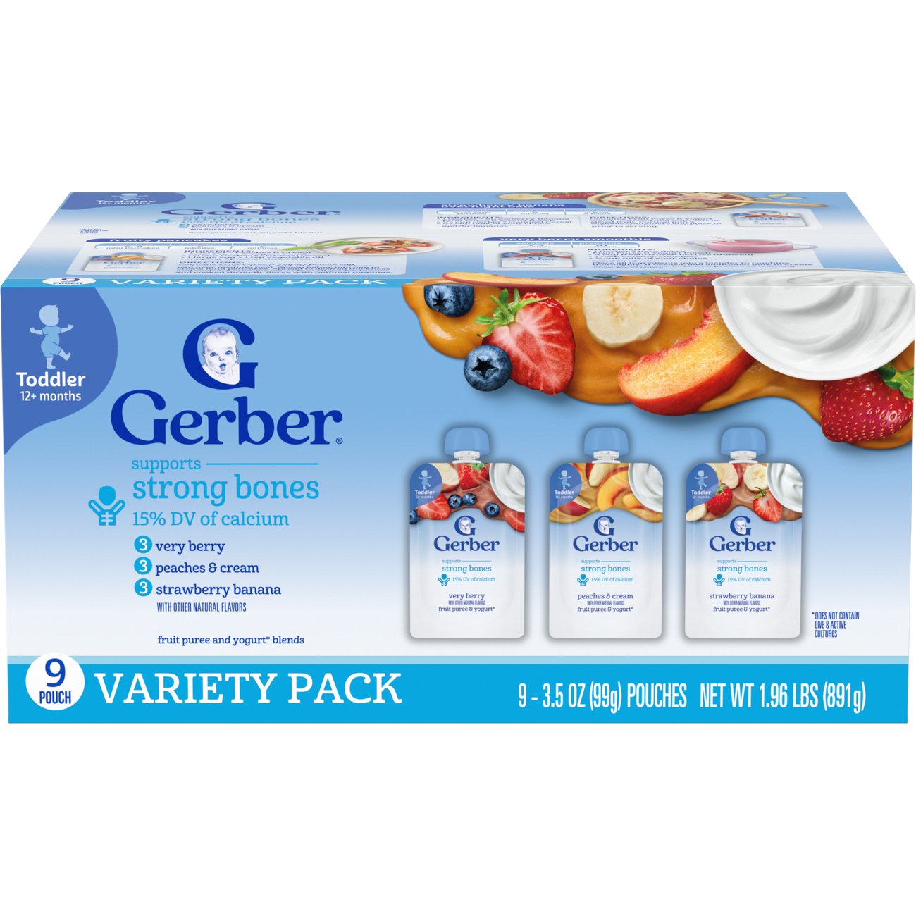 Gerber Toddler Fruit & Yogurt Pouches Variety Pack - Shop Baby Food At ...