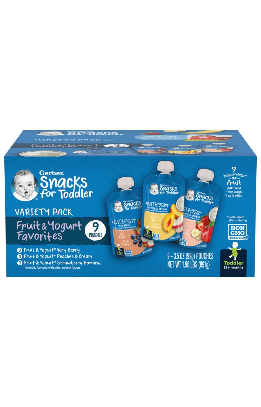 Gerber Snacks for Toddler Pouches Variety Pack - Fruit & Yogurt Favorites; image 1 of 8