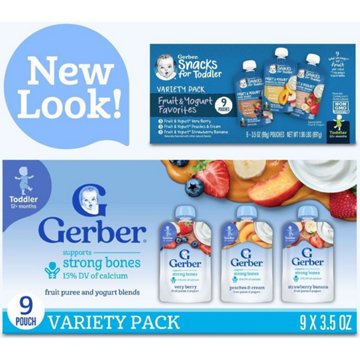 Gerber Snacks for Toddler Pouches Variety Pack - Fruit & Yogurt Favorites