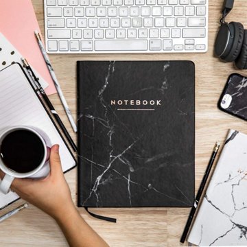 Eccolo Black Marble Journal, 8" x 10"